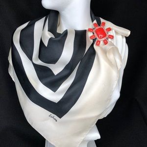 ECHO 100% Silk scarf with black and white
